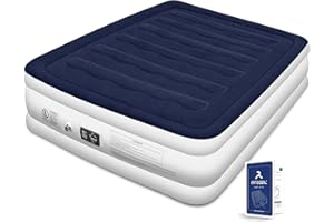 BLACKACE ARTEESOL Luxury Air Bed Fold up Blow up Double AirBed Queen Self Inflatable Air Mattress with Built-in Pump, Suitable for Guests/Moving Home/Camping, Perfect for Adults & Kids-Lightweight, Premium Flocked…