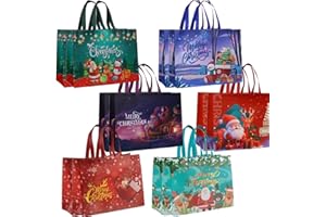 MOECSHSY Extra Large Christmas Bags for Gift, 12 PCS Reusable Christmas Tote Bags with Handles, Christmas Treat Shopping Bag, Xmas Gift Party Favor Bag Decoration, 43 x 33x 18cm