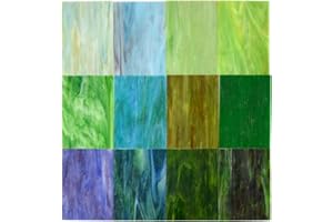 KIPHEPI 12 hojas variadas de vitrales de 4 x 6 pulgadas Catedral Mosaico Azulejos Arco Iris Textura (A)