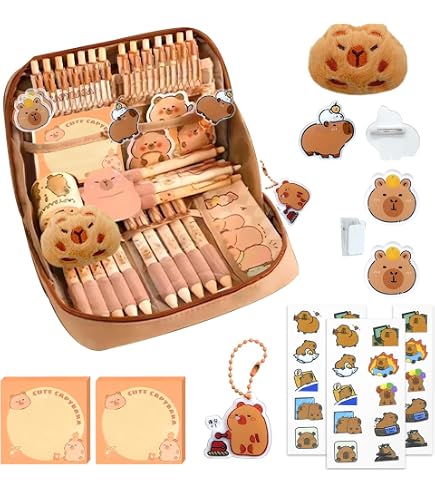 Clvsyh Capybara Stifte Set – 12 Einziehbare Gelstifte + 4 Lineale, 0,5 Mm, Radierbar, Mit Niedlichen Capybara Motiven