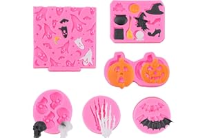 TSLBW 6 piezas de moldes de silicona para fondant de Halloween para Halloween bricolaje pastel de chocolate caramelo gelatina moldes dulces para hornear fiesta de Halloween suministros para niños