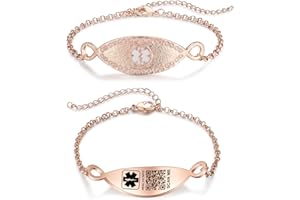 Theluckytag Verbessertes medizinisches Armband für Männer und Frauen mit QR-Code, medizinische Notfall-ID-Armbänder – Titan-Stahl-Armband passt Handgelenken von 20,3 - 25,4 cm – mehr Platz