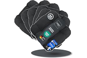 LILENO HOME Lot de 6 coussins de chaise noirs (38 x 38 x 8 cm) – Coussin d'assise pour chaise de jardin, cuisine ou chaise de salle à manger – Confortable et résistant aux UV pour l'intérieur et