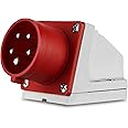 REV CEE Wall Mounted Plug 400 V 16 A 5-Pin 3P + N + PE IP44 Red