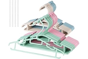 HUMEW ilauke 40 STK Babykleiderbügel Set,30cm Kleiderbügel für Kinder Baby,Platzsparend & Multifunktional Kinderkleiderbügel mit Hosensteg und 4 STK Kleiderbügel Organizer Babys und Kleinkinder(4 Farben)