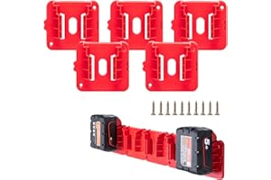 ROZLCHAR 5 szt. uchwytów na baterie do Milwaukee M18 18 V uchwyt ścienny do M18 48-11-1815 48-11-1828 48-11-1850 48-11-1860 (z 10 śrubami, bez baterii)