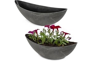 matches21 HOME & HOBBY Ovale Pflanzschalen für draußen - 2 große 39 cm Stein-Optik Pflanztöpfe als Garten Blumen-Töpfe