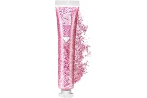NebulaGlam Gel de Purpurina Corporal, Purpurina Cara, Purpurina Maquillaje Duradera Brillo Purpurina Líquida para rostro, cuerpo, cabello para Halloween Festival Masquerade Cumpleaños (Rosa)