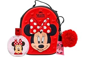 AIR-VAL INTERNATIONAL Disney Minnie Mouse Perfume Gift Set for Kids, Natural EDT Perfume Spray 100ml, 3D Zip Case & Lip Gloss with Pompom Charm, Vegan & Dermatologically Tested, Best Gift for Occasions & Daily Use