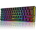 UrChoiceLtd Magic-Refiner UK Layout 60% True Mechanical Gaming Keyboard Type C Wired 62 Keys LED Backlit USB Waterproof Keyboard 14 Chroma RGB Backlight Full Anti-ghosting,for PC/MAC (Blue Switch)