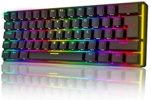 URCHOICELTD UK 61 60% Tastiera da gioco meccanica vera Tipo C Cablata 61 tasti Tastiera impermeabile USB retroilluminata a LED Retroilluminazione RGB Tasti anti-ghosting completi per computer/PC/laptop/MAC