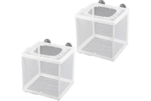 Ksvaye 2 Stück Aufzuchtbecken Aquarium Isolation Netz Laichkasten, Aquarium Züchter Trennnetz Netz Breeding Box mit Saugnäpfe für Alle Arten Aquarien,14,5x15,5x16 cm