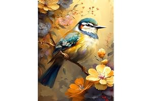 EOBROMD Oiseau Diamond Painting, 5D DIY Broderie Diamant Painting Kit Complet Animaux, Peinture Diamant Artisanat Strass Point de Croix Painting pour Adultes Enfants, Décoration Intérieur 30x40cm