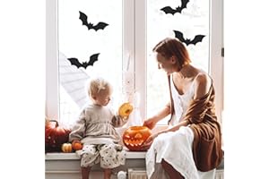 STICKERSCAPE Halloween Window Stickers Halloween Decorations Large Reusable Cleanly Removable Repositionable Halloween Window Decorations for Children UK Made Ghosts Bats Haunted House (Large Bats 1 Sheet)