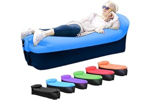 KEEPAA Inflatable Lounger Air Sofa sunbed: Waterproof Anti Air Leaking Camping Chair Outdoor with Compression Sacks for Travelling Hiking Beach Parties Picnic Music Festivals Strand party (Blue)