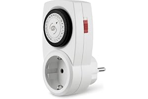 REV Zeitschaltuhr - Mechanische Schaltuhr für die Steckdose, 48 Zeiten/Tag, 30Min. Intervall, 3680W, weiß