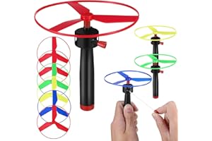 Toyvian Flugscheiben-Helikopter-Spielzeug Propellerspiel Mit 3 Griffen Und 6 Bunten Propellerscheiben Flugscheiben-Untertassenwerfer Spielzeug Für Kinder Verfolgungsspiel Für