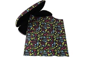 agifty Brillenetui mit Putztuch Geige Gitarre Noten - Schönes Geschenk für Musiker