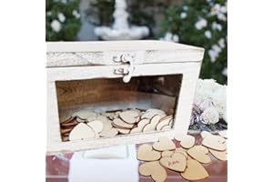 Didart Handmade Caja de Corazones Regalo Boda, Aniversario. Libro de firmas. Recuerdo de Boda, Comunión, Bautizo, Cumpleaños y Aniversario. Caja de Regalo (Blanco Vintage)