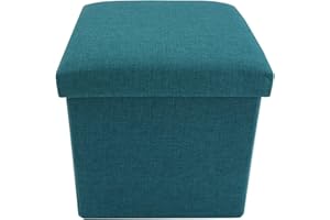 Rebecca Mobili Pouf cubo pieghevole, ottomano poggiapiedi quadrato, azzurro turchese, tessuto - Misure 29 x 31 x 31 cm (HxLxP) - Art. RE6172