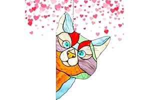 AMESOR Stained Glass Cat - Hanging Stained Glass Cat - Stained Glass Cat Window Hangings - Cat Stained Glass - Handmade Stain Glass Cat For Window - Decor Home Decoration For Cat Lovers, 21×13cm/8.27×5.12in