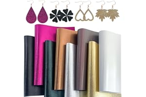 XHT Lot de 8 tissus de couture, élastiques, brillants, doux, en cuir synthétique, 20 x 30 cm, pour couture, fabrication de bijoux, décoration de fête, bricolage