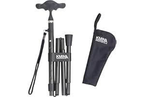 KMINA Bastones para Mayores Fibra de Carbono, Altura Regulable, Mujer y Hombre