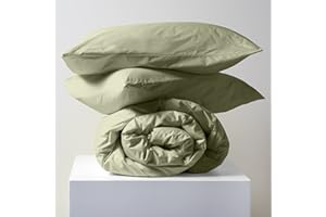 Lisola Set Copripiumino Matrimoniale, in Cotone Pregiato, Made in Italy, Sacco Copripiumino 250x240cm + 2 Federe 50x80cm, Tinta Unita. Modello: Tortona, Ruppia