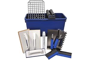 DEWEPRO® 12-teiliges Fliesenleger Waschset "L" mit 22 Liter Wascheimer - Werkzeuge zum Fliesenverlegen wie Fugengummi, Schwammbrett, Glättekelle, Zahnkelle, Meterstab