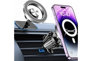 Coolpow Supporto per cellulare per auto Magsafe 【20 x N55 magneti】Supporto per cellulare per interni auto 【girevole a 360°】Supporto magnetico per cellulare auto per iPhone 16 15 14 13 12 Magsafe