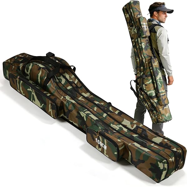 Fourreau Canne à Pêche 3 Couches 150 Cm – Sac De Pêche Portable Et Pliable Avec Bandoulière, Housse Pour Canne Et Moulinet, Accessoires De Pêche Pour Lac, Rivière Ou Mer (Noir)