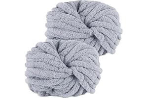 YushengTai Lana Gruesa para Tejer a Mano, 2 Piezas 500g Gris Claro Lana Gruesa Suave y Cómodo, Chunky Yarn Cojines, Mantas, Bufandas, Gorros de Punto