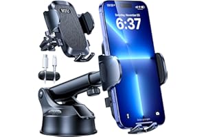 HTU 2025 BEST Car Phone Holder [110+LBS Strongest Suction & True Military-Grade]Rotatable Universal Mobile Phone Mount Dashboard Windscreen Vent Cradle Van Accessories for iPhone 16 Pro Max,Dark Black