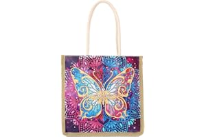 condinggen DIY Diamond Painting Handbag,Flower Pattern Shopping Storage Tote Bag with Handle,Reusable Diamond Art Bag for Woman Home Organizer Craft AA1039