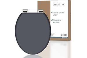 SCHÜTTE Tavoletta WC chiusura ammortizzata legno | Copriwater universali globo | Coperchio Water MDF | Sedile WC Universale | Asse Water | Fino a 250 kg | Grigio