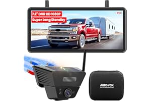 AUTO-VOX Camera de Recul sans Fil Solar avec Moniteur 7.2" 1080P HD: 1 Min Installation Rapide, avec Sac de Rangement, IP69K Imperméable Camera de Recul Voiture pour Camion, Remorque, Camping Car, Van