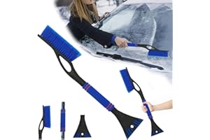 Xiujuers 2 in 1 Raschietto Ghiaccio Auto, Gratta Ghiaccio Auto Rimovibile, Snow Brush Scraper di Ghiaccio, Spazzola da Neve per Auto Impugnatura in Schiuma, Adatta per Auto, Camion e SUV (Blu)