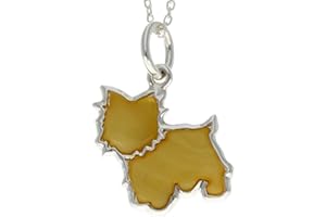 SILVERAMBER JEWELLERY UK Prawdziwy bursztyn bałtycki i srebro wysokiej próby Westie - wisiorek z psem Scotty bez łańcuszka - AD218