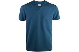 JONATHAN UNIFORM Blouse Medicale Aide Soignante Homme Élastique V Col, Blouse de Travail Poche pour Medecin Dentiste Infirmiere
