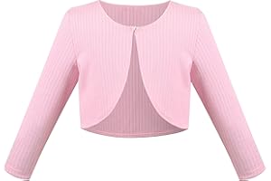 Sunny Fashion Filles Boléro Haussement d'épaules Tondu Cardigan Manche Longue Bouton Tricoter Pull-Over 4-8 Ans