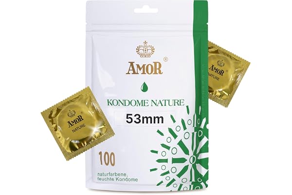 Préservatifs AMOR NATURE Premium positionnement parfait et taille adaptée à chacun - Ø 53 mm Transparent Lot de 100