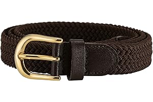 Streeze Ladies Stretch Belts - 5 Sizes Elasticated Woven Braided Fabric. 1 inch Wide with Gold Buckle.