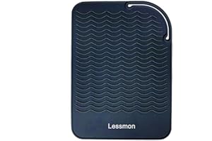 LESSMON Heat Resistant Mat for Curling Irons, Hair Straightener, Flat Irons and Hair Styling Tools 9" x 6.5", Black