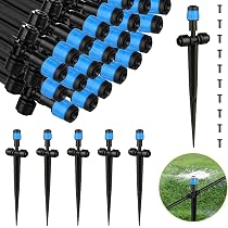 30 Gartenbewässerungstropfer Mit Stützpfählen – Verstellbarer Durchfluss 0-40 L/h, Für 4-7 Mm Schläuche
