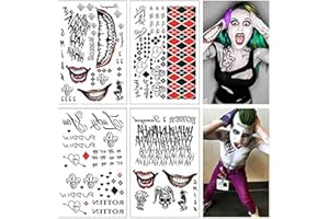 HONGXUNJIE Karneval Tattoo 4 Large Sheets SS Temporäre Tattoo-Costume/Cosplay Party Accessoires,Halloween Horror Vampier Narben Tattoo Aufkleber, Wasserdicht Tattoo Sticker für Halloween Party Cosplay (4Pcs)