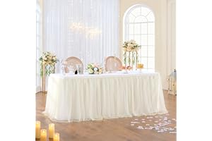 NSSONBEN Elfenbein Tüll Tischrock für Rechteck Runde Tische 275×76cm