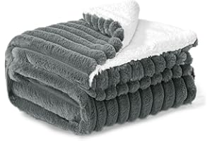 ‎BEDELITE BEDELITE Kuscheldecke Flauschig Decke 150x200 - Dicke XL Sherpa Decken Grau für Couch, warme Cord Kuscheldecken weiche Fleecedecke Wohndecke als Couch Überwurf für Wohnzimmer