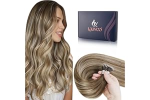LaaVoo Extension Nano Ring Capelli Veri Balayage Marrone Scuro a Marrone Chiaro e Biondo Extension Capelli Veri Nano Lisci Remy Estensione Dei Capelli Nanoring Invisible 35cm 50g 50ciocche #3/8/24