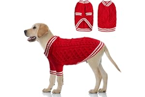 LiebeDD Pull pour chien de grande taille, pull de Noël, pull tricoté, pour animaux domestiques, vêtements d'hiver chauds et doux, rouge, 2XL
