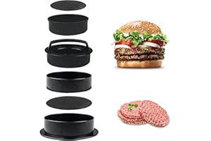 Newpop Presse à Hamburger Professionnel 3 en 1, Antiadhésive Presse à Burger avec Poignée en ABS, Moule Steak Haché pour de Délicieux Hamburgers, Galettes, Cheeseburgers, Boulettes de Viande, Barbecue